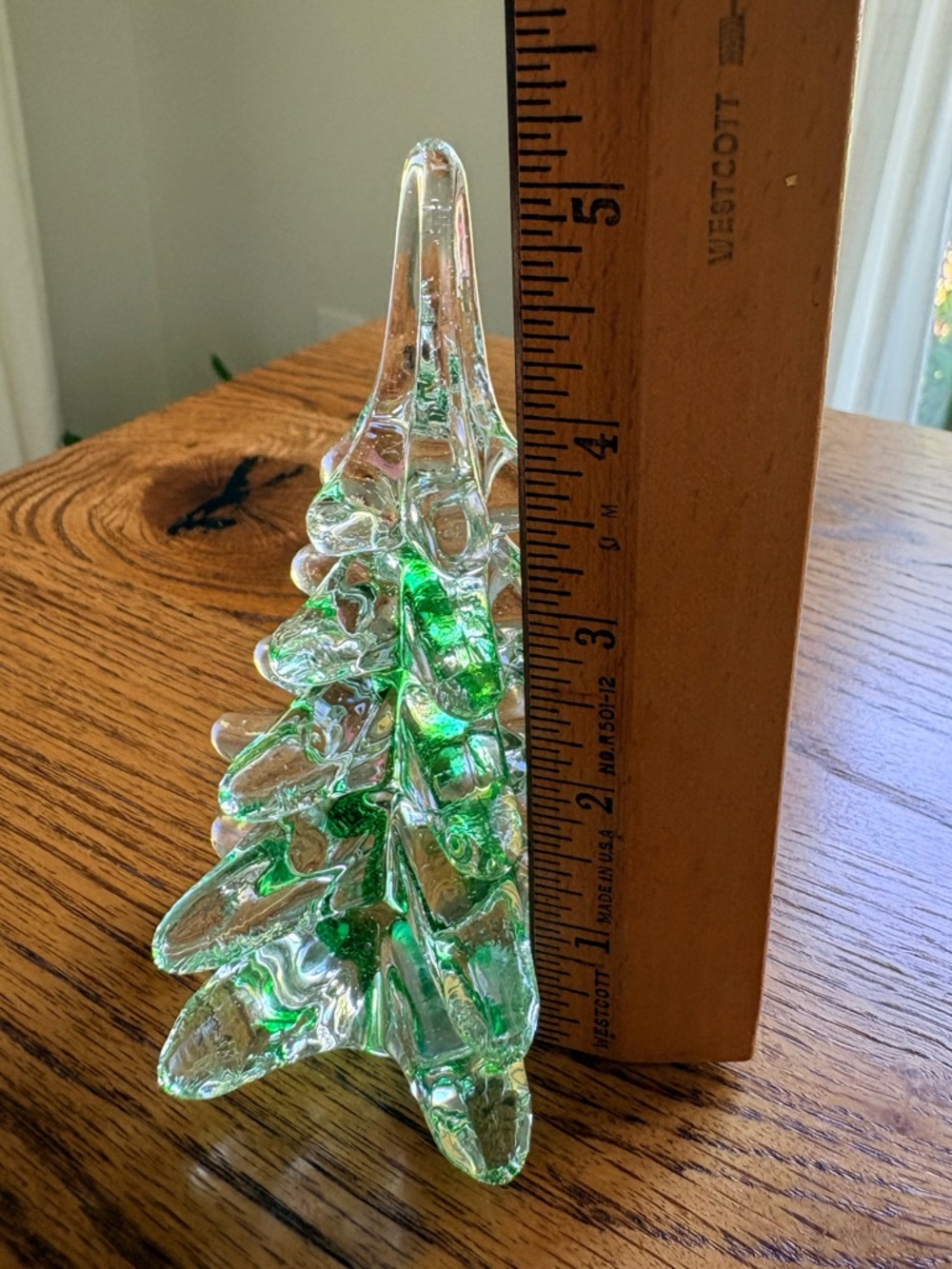 Vintage Glass Decorative Christmas Tree - Clear with Green Accents - Picture 9 of 10